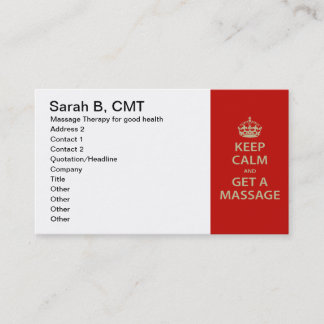 Carte De Rendez-vous Keep Calm and Get a massage