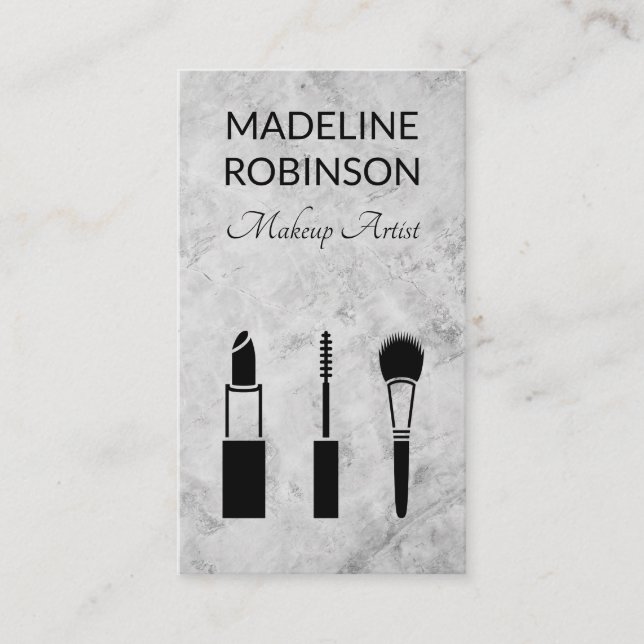 Carte De Rendez-vous Kit maquillage | Arrière - plan en marbre (Devant)