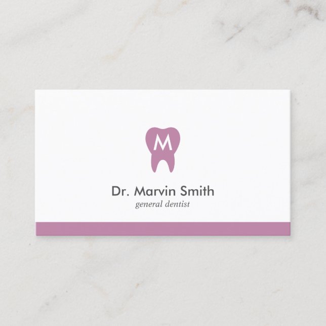 Carte De Rendez-vous L Purple Dentiste Monogramme Dentaire dentaire Ren (Devant)