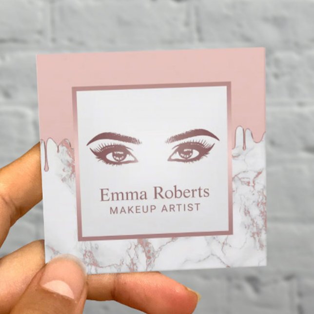 Carte De Rendez-vous Lashes Bros maquillage Artiste Rose Marbre d'or (Créateur téléchargé)