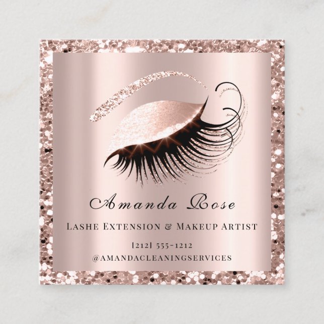 Carte De Rendez-vous Lashes Extension Maquillage Artiste Beauté Rose Or (Devant)