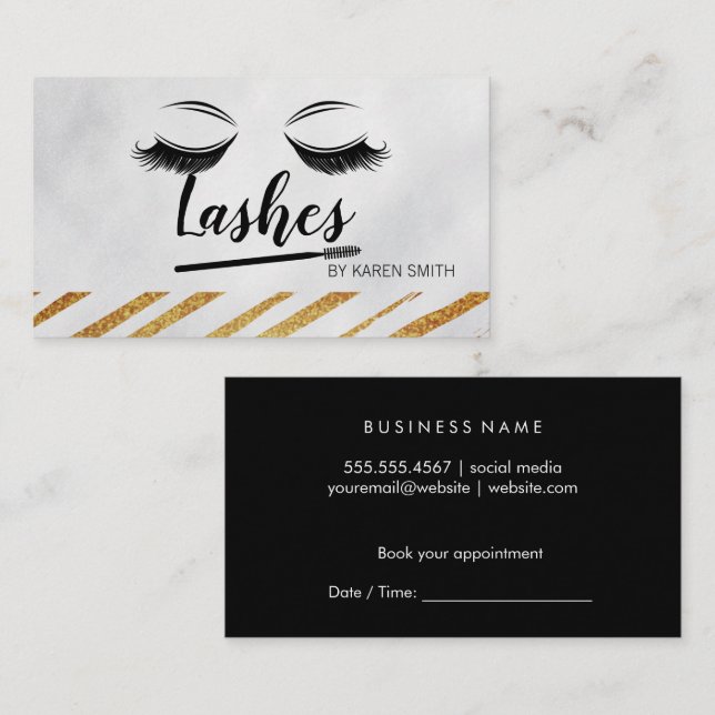 Carte De Rendez-vous Lashes oculaires | Maquillage de beauté (Devant / Derrière)