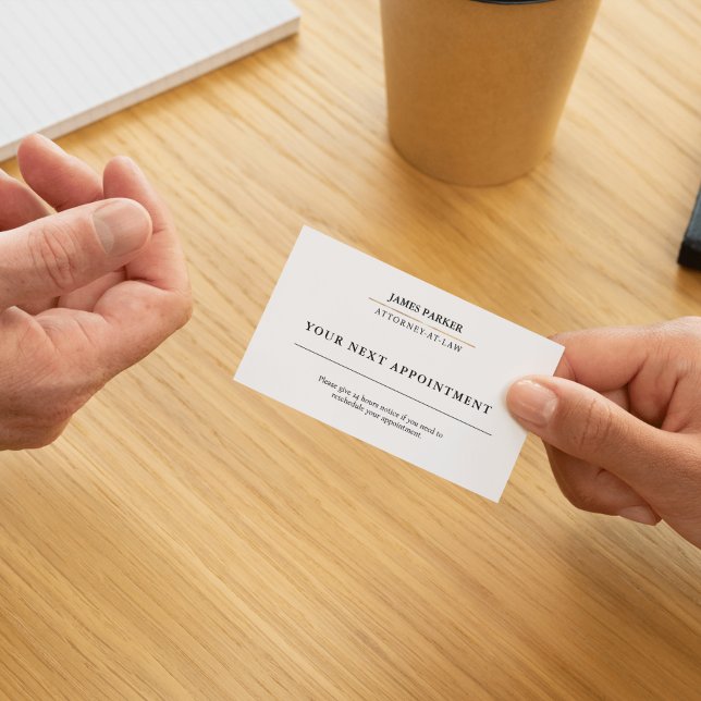 Carte De Rendez-vous Lawyer Attorney At Law Classy White (Lawyer Attorney At Law Classy White Appointment Card)