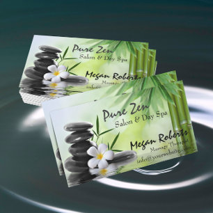 Carte De Rendez-vous Le zen en bambou lapide le salon de massage de