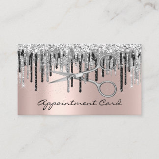Carte De Rendez-vous Lecteurs Styliste de Rose à ciseaux gris argenté H