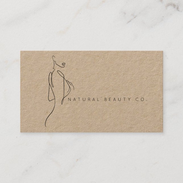 Carte De Rendez-vous  Line Art Ink Modern Womens Female Natural KRAFT (Devant)