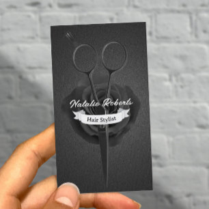 Carte De Rendez-vous Liste de cheveux Vintage Black Flower & Cisor Salo