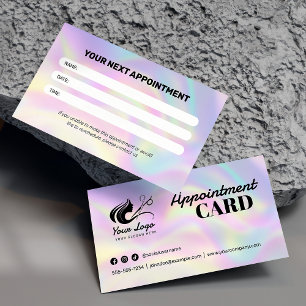 Carte De Rendez-vous Logo de salon de coiffure holographique moderne et