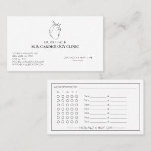 Carte De Rendez-vous Logo de soins cardiaques élégant pour cardiologue 