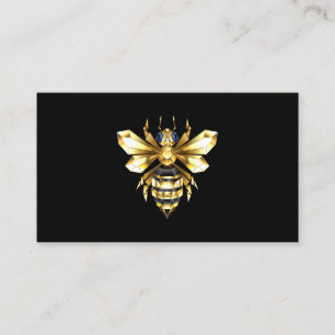 Carte De Rendez-vous Logo Faux Gold Foil Bee Polygonal sur Noir
