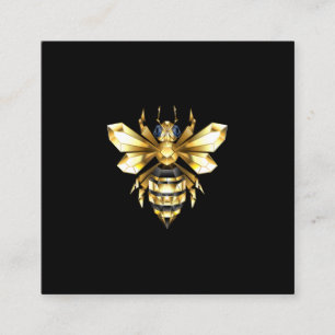 Carte De Rendez-vous Logo Faux Gold Foil Bee Polygonal sur Noir