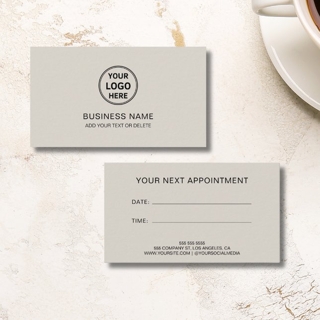 Carte De Rendez-vous Logo Personnalisé Moderne Professionnel (Modern Custom Logo Professional Business Appointment Card)