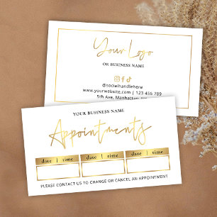 Carte De Rendez-vous Logo Salon Glam Gold Timbre de Beauté ou Spa Moder