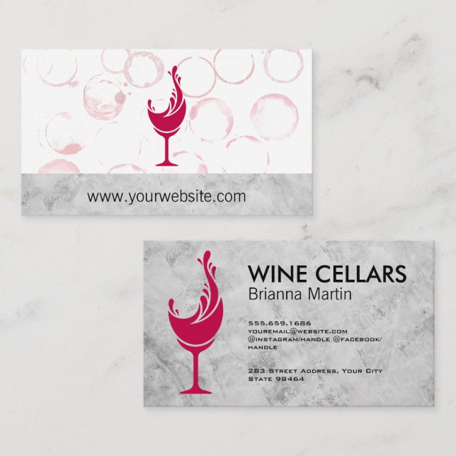 Carte De Rendez-vous Logo Vin Pour Splash | Taches de verre (Devant / Derrière)