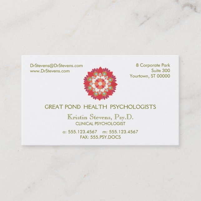 Carte de rendez-vous Lotus Holistic Natural Health (Devant)