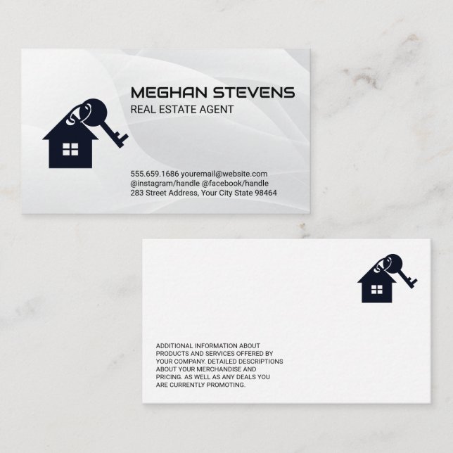 Carte De Rendez-vous Maison immobilière et logo clé (Devant / Derrière)