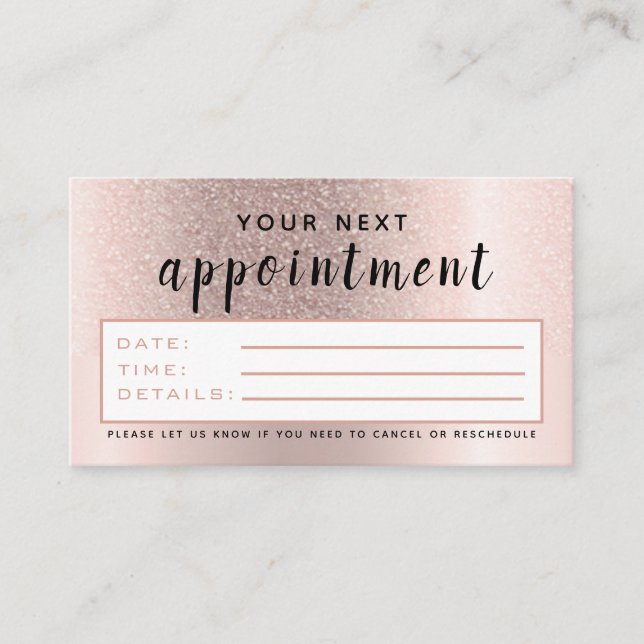 Carte De Rendez-vous Makeup Salon Rose Gold Ombre Parties scintillant t (Devant)
