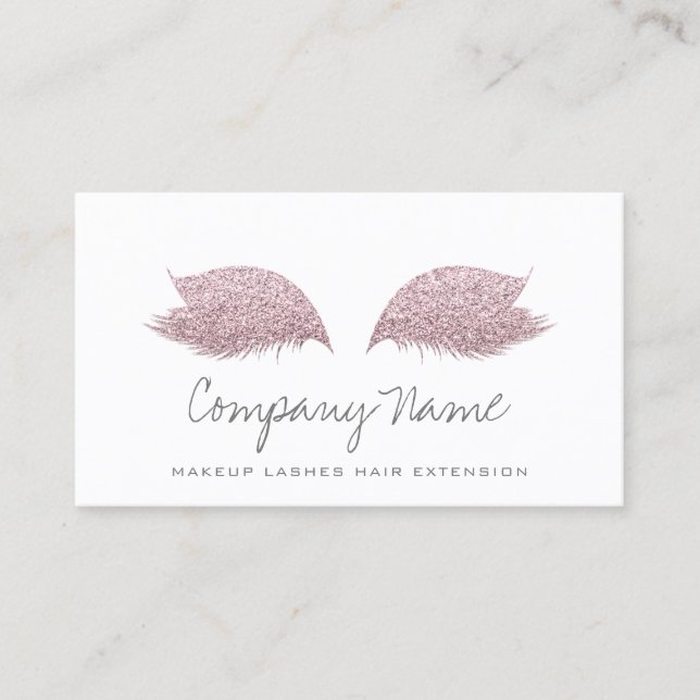 Carte De Rendez-vous Maquillage Artiste Lashes Extension Rose White Gre (Devant)