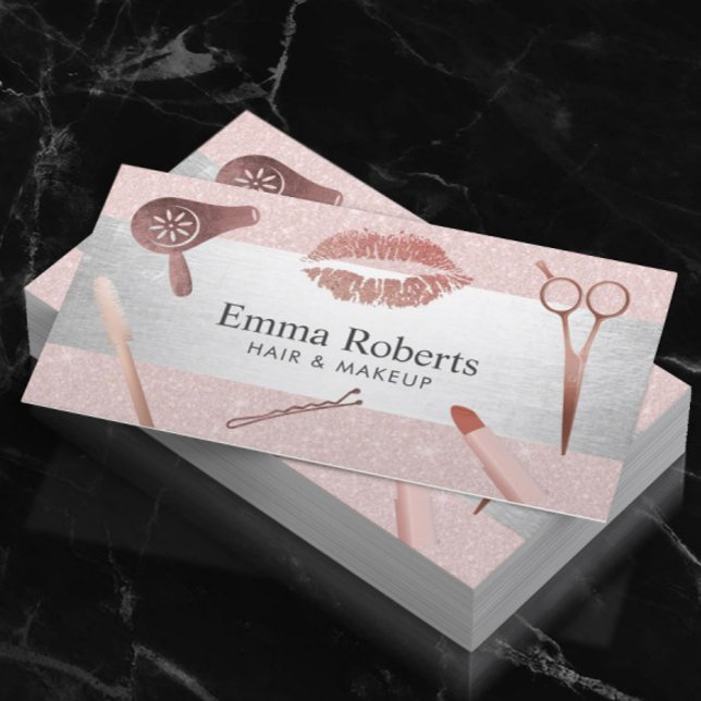 Carte De Rendez-vous Maquillage Artiste Salon des cheveux Blush Rose Re (Créateur téléchargé)