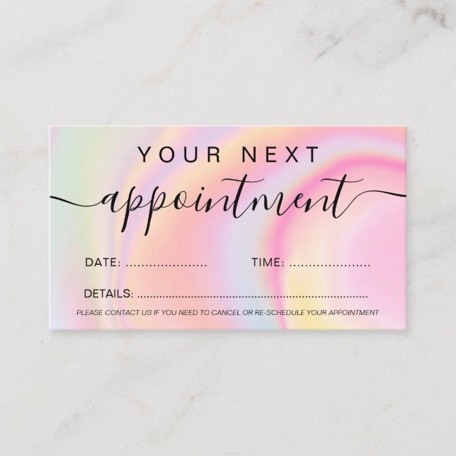 Carte De Rendez-vous Maquillage cheveux rose arc-en-ciel marbre unicorn (Devant)