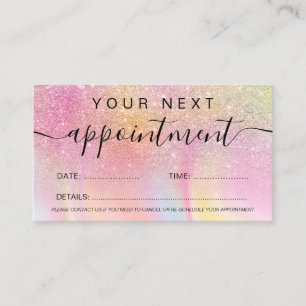 Carte De Rendez-vous Maquillage cheveux rose parties scintillant arc-en