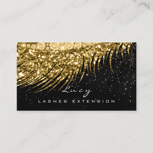 Carte De Rendez-vous Maquillage Eyebrow Lash Parties scintillant Black  (Devant)