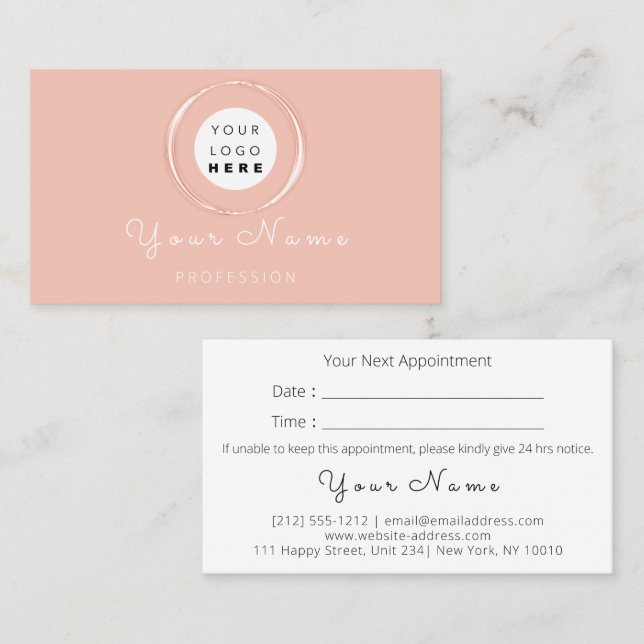 Carte De Rendez-vous Maquillage professionnel Rose de lachettes de cire (Devant / Derrière)