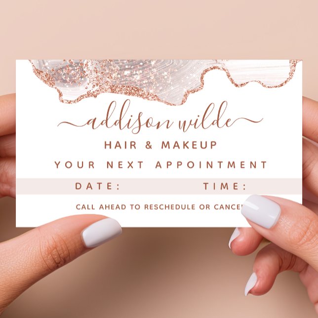 Carte De Rendez-vous Marbre blanc chic Agate Rose or (Créateur téléchargé)