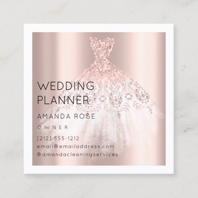 Carte De Rendez-vous Mariage Événement Planificateur Rose Robe Logo pho (Devant)