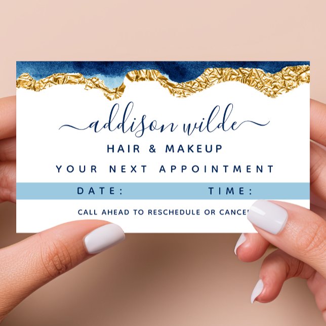 Carte de rendez-vous Marine Blue and Gold Watercol (Créateur téléchargé)