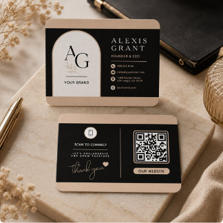 Carte De Rendez-vous Marque QR Luxe Beige Noir