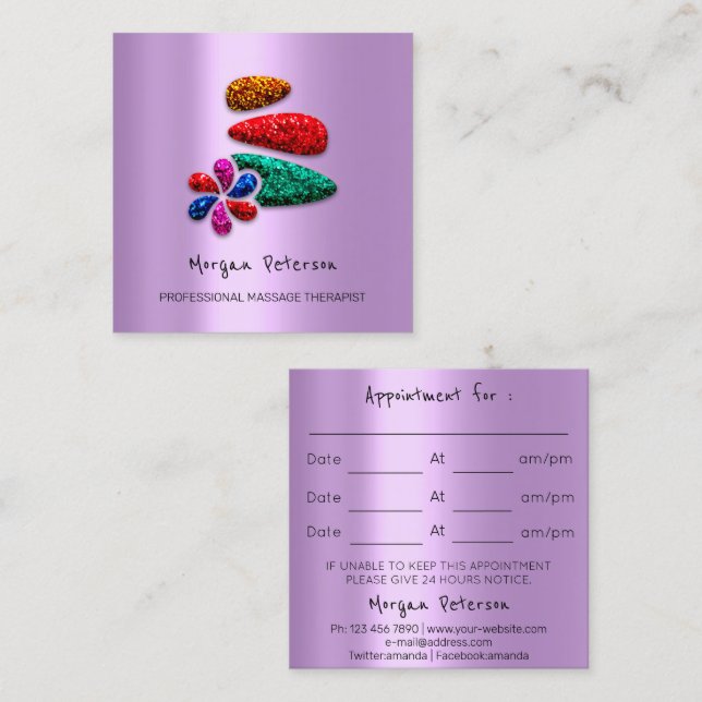 Carte De Rendez-vous Massage Spa Wellness Flower Rose Logo Lavender (Devant / Derrière)