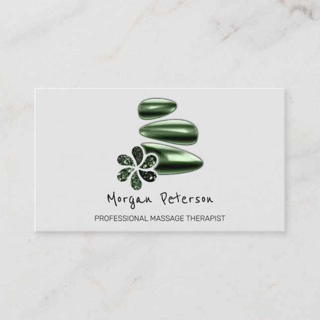 Carte De Rendez-vous Massage Spa Wellness Green Logo Gris (Devant)