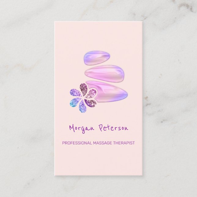 Carte De Rendez-vous Massage Spa Wellness Holographe Logo en pierre Ver (Devant)