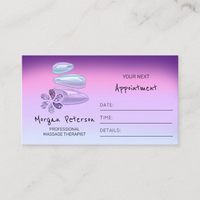 Carte De Rendez-vous Massage Spa Wellness Holographique Logo Flower Omb (Devant)