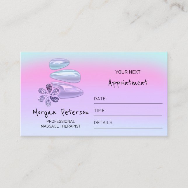 Carte De Rendez-vous Massage Spa Wellness Holographique Logo Pierre de  (Devant)