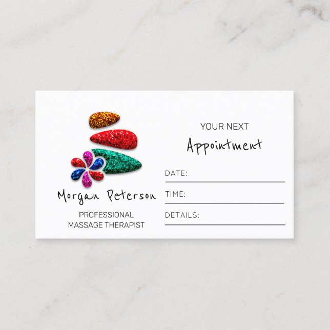 Carte De Rendez-vous Massage Spa Wellness Logo Flower Stones Parties sc (Devant)