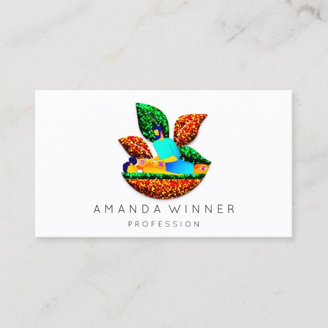 Carte De Rendez-vous Massage Spa Wellness Parties scintillant Logo Lotu (Devant)