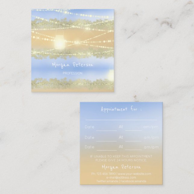 Carte De Rendez-vous Massage Spa Wellness Pastel Gold Lights Beauté (Devant / Derrière)