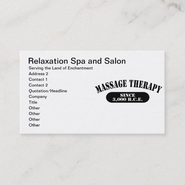 Carte De Rendez-vous Massage thérapeutique depuis 3,000 B.C.E. (Devant)