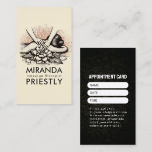 Carte De Rendez-vous Massage Thérapie Guérison Mains Énergie Spa Bien-ê