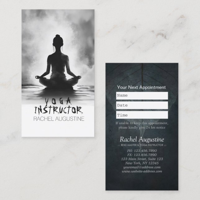 Carte De Rendez-vous Méditation Yoga Instructeur Lotus Pose Peinture à  (Devant / Derrière)