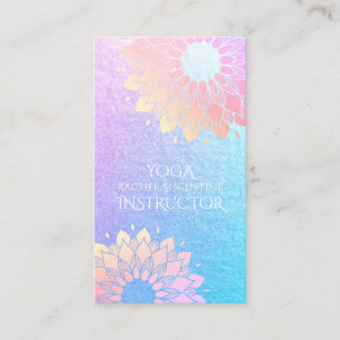 Carte De Rendez-vous Méditation Yoga Instructeur Rose Blue Gold Mandala