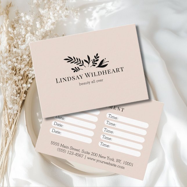 Carte De Rendez-vous Minimal Beige Botanical Salon Appointment (Minimal Beige Botanical Salon Appointment)
