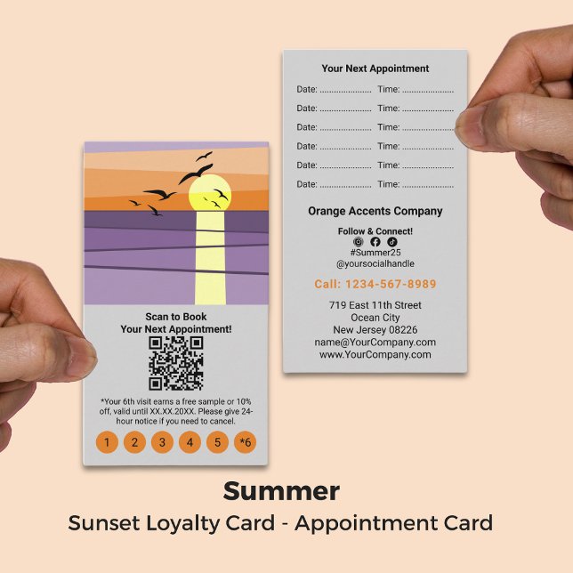 Carte De Rendez-vous Modèle de marketing d'été Portrait Format Loyauté (Summer Marketing Template Portrait Format Loyalty Appointment Card)