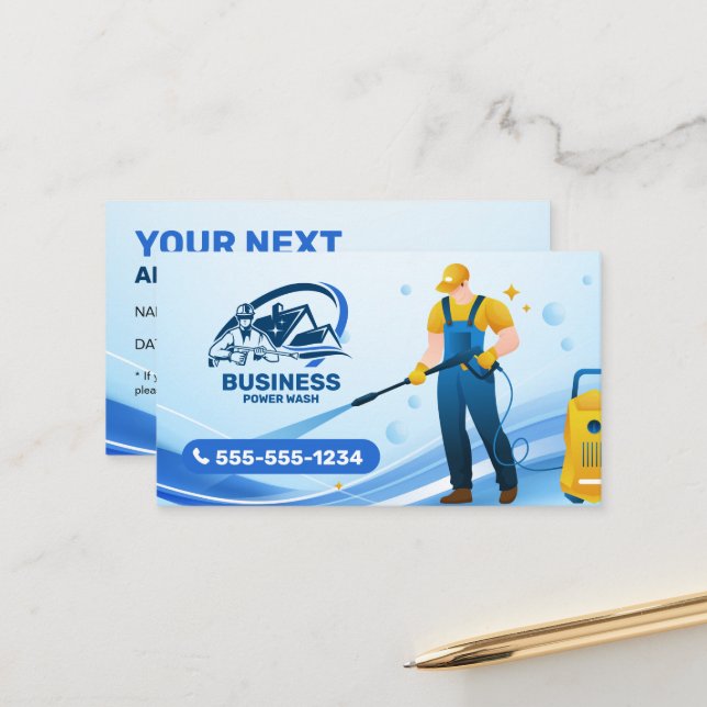 Carte De Rendez-vous Modern Pressure Washing Power Wash House Cleaning (Devant/Arrière en situation)