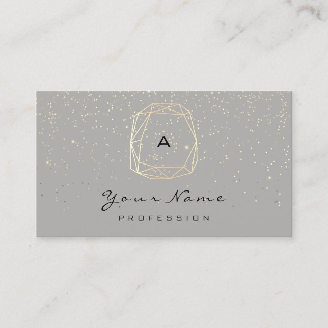 Carte De Rendez-vous Monogram Diamond Grey Gold Confetti Blogger (Devant)