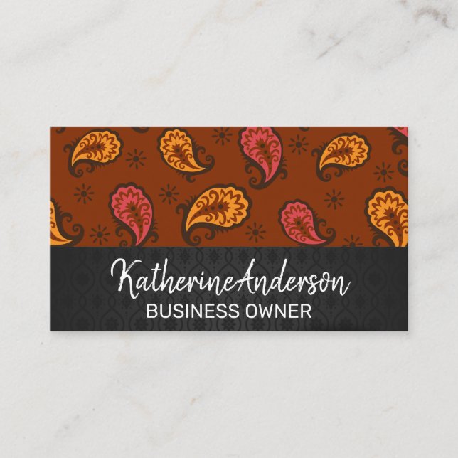 Carte De Rendez-vous Motif Brown Paisley (Devant)