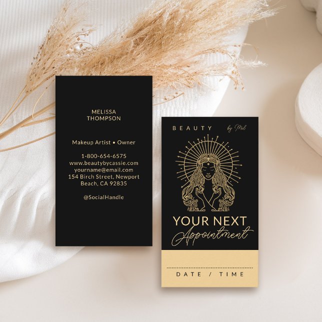Carte De Rendez-vous Mystic Tarot maquillage ongles de cheveux Monogram (tarot appointment card goddess beauty makeup hair nails lashes stylist beautician beauty wellness)