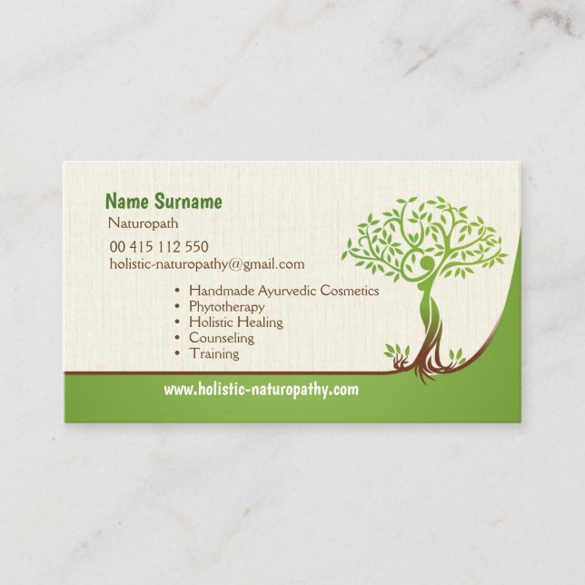 Carte De Rendez-vous Naturopathy, guérison holistique, thérapie d'arome (Devant)